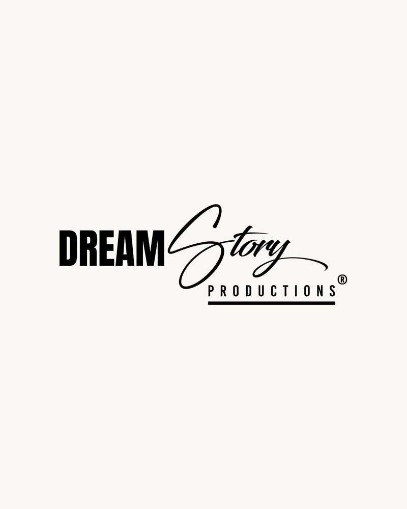 Dream Story Productions logo — block and script wordmark, designed in house by Dalc