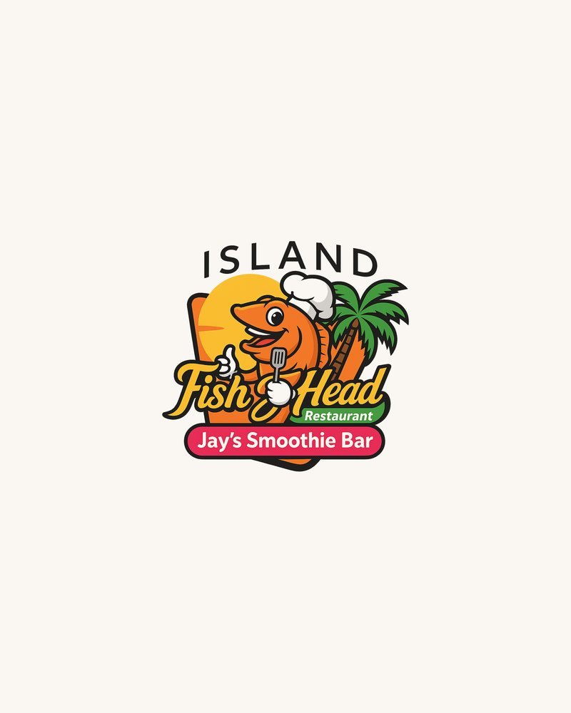Island Fish Head logo — full-colour mascot badge, designed in house by Dalc