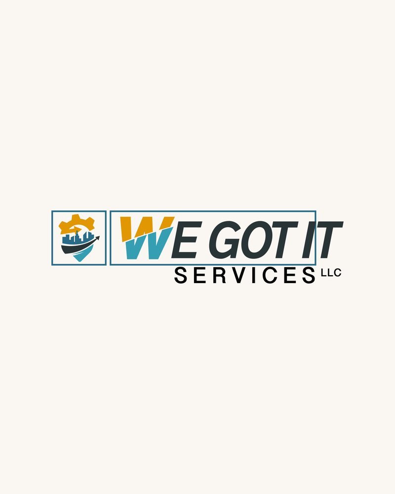 We Got It Services logo — boxed icon and italic wordmark, designed in house by Dalc